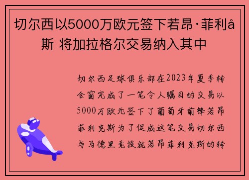 切尔西以5000万欧元签下若昂·菲利克斯 将加拉格尔交易纳入其中